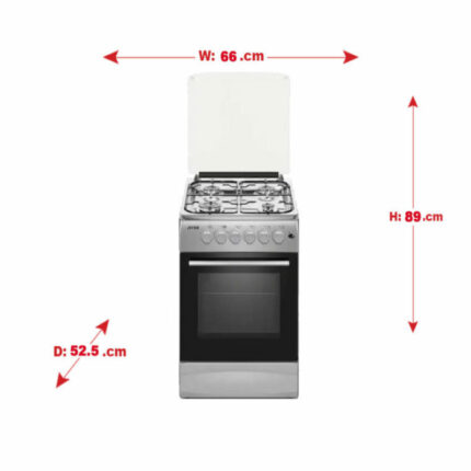 فرن 4عيون غاز ارو تركي 50*60 سم – فضي أمان كامل Ro-5060gsks