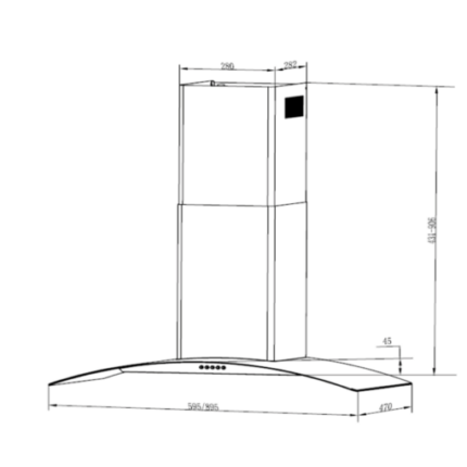 شفاط مطبخ ماستر جاز زجاج 3 سرعات - 60 سم - ايطالي Mghg-60