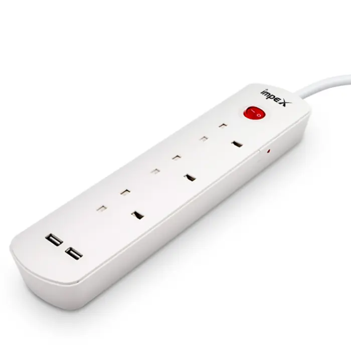 مشترك كهربائي امبكس 3 عين 2 منفذ USB - أبيض Ps 7403 مشترك كهربائي