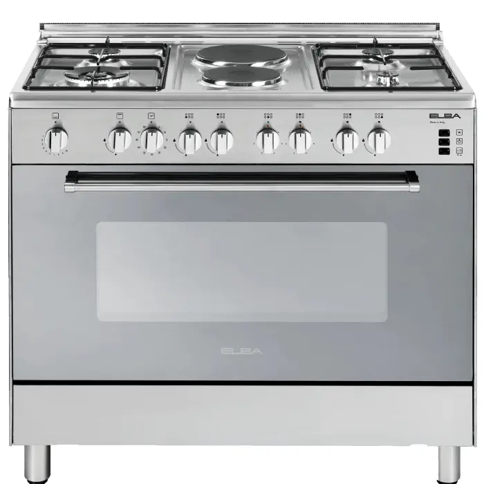 فرن غاز وكهرباء البا 6 عيون 90 سم - إيطالي - ستيل 90-904XX MANUAL 50M فرن غاز وكهرباء