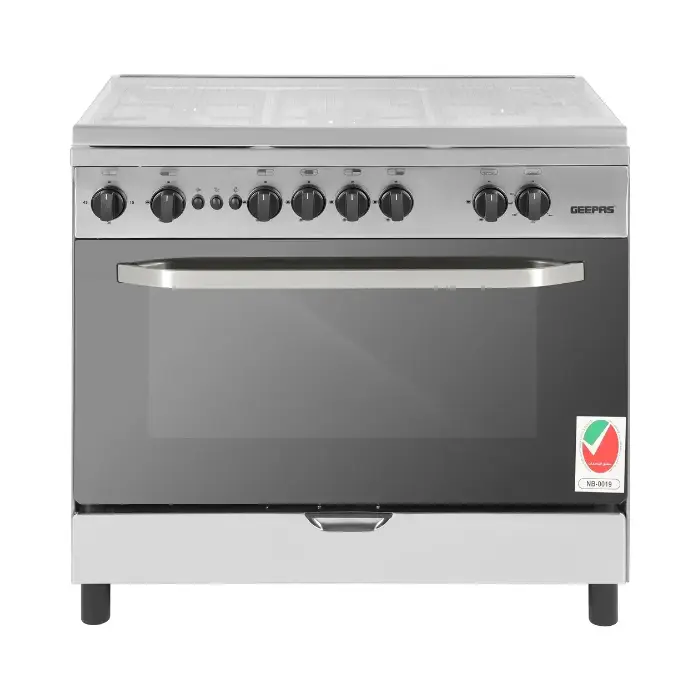 فرن غاز 5 عيون جيباس 90*60 سم - فضي GCR9060FSE فرن غاز 5 عيون