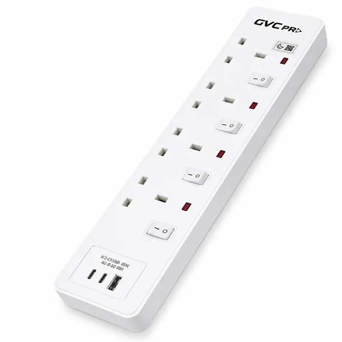 توصيله كهرباء جي في سي برو 5 متر 4 منافذ 2tc +1 usb - ابيض GVCPE-04US-5M(W) توصيله كهرباء